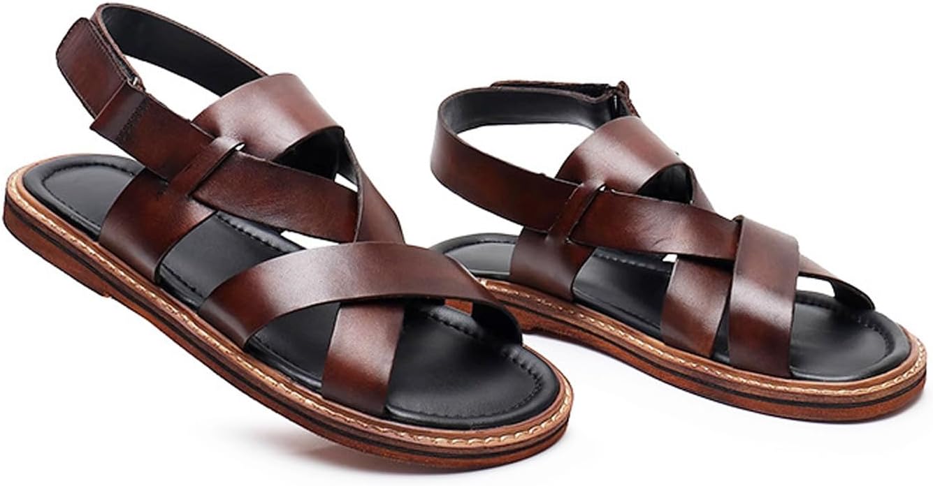 Мужские сандалии Santimon Mens, черные, вечерние шлепанцы с открытым носком из кожи коровы, повседневная обувь для мужчин, летние пляжные сандалии, стильные, удобные, нескользящие и износостойкие мокасины — фото 2