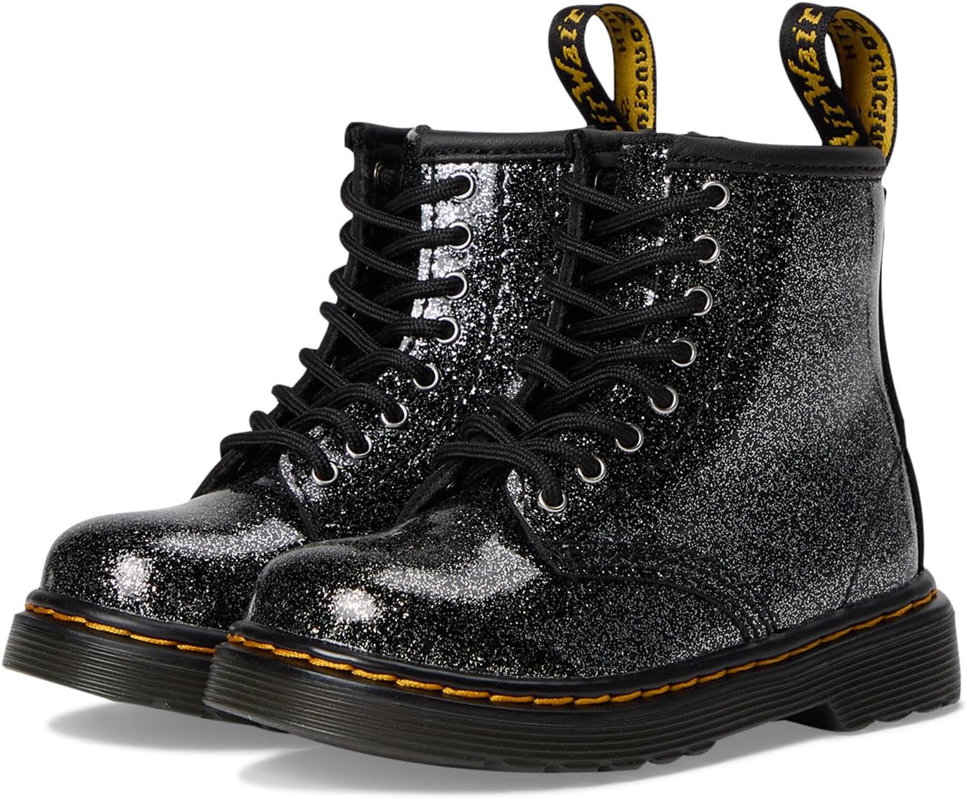 

Ботинки Dr. Martens Kid's Collection 1460 J, цвет Black/Silver Glitter
