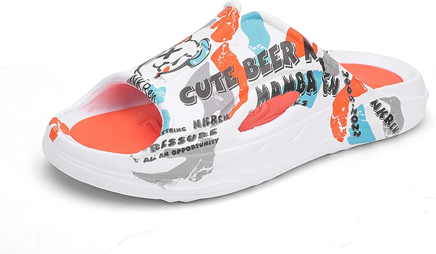 

Мужские летние тапочки-сандалии с мультяшным камуфляжем, с одной полоской, на толстой подошве, удобные, повседневные, из ЭВА, модные, противоскользящие Generic, белый