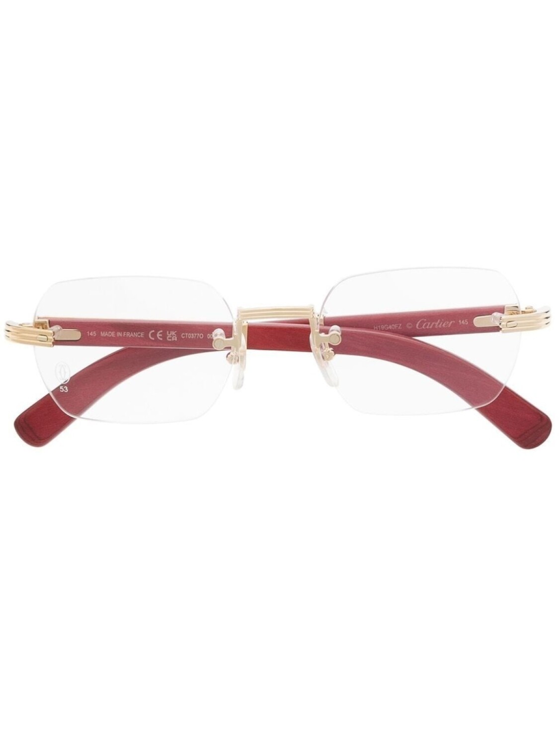 

Cartier Eyewear очки в квадратной безободковой оправе, золотистый