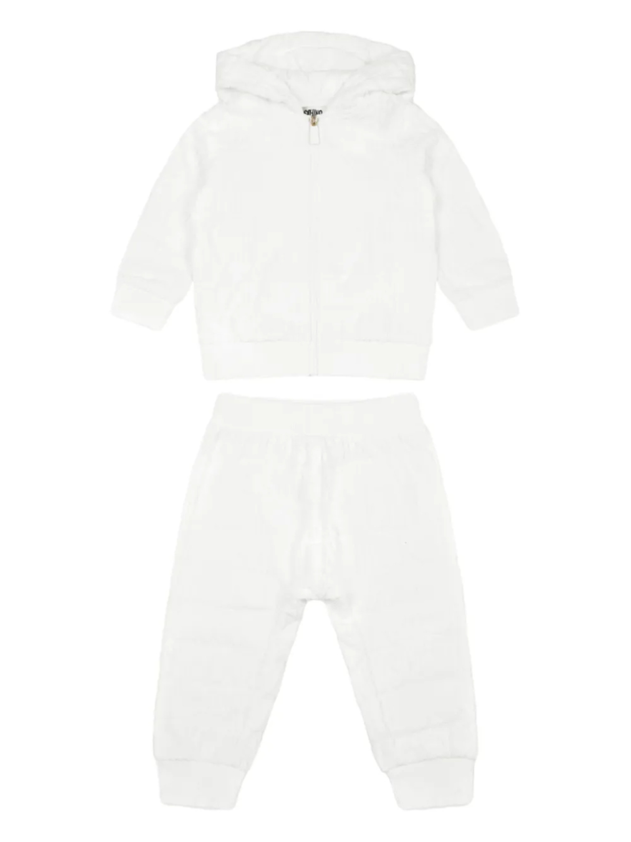 

Детский стеганый спортивный костюм с капюшоном Moschino Kids, белый