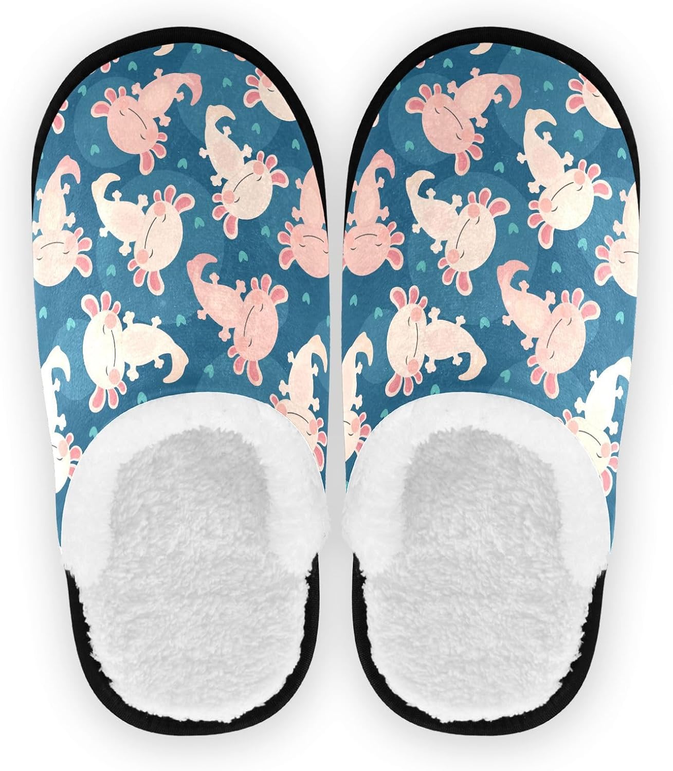 

Тапочки JHKKU для женщин и мужчин, пушистые домашние тапочки, теплые, с противоскользящей подошвой, уютные для дома и путешествий, Cute Axolotl