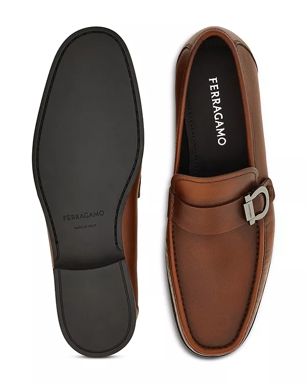 Мужские лоферы с пряжкой Ferragamo, коричневый — фото 3
