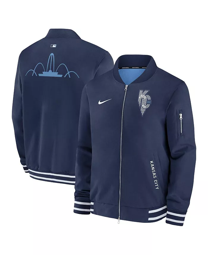 

Мужская синяя бомбер с полной застежкой-молнией Kansas City Royals Authentic Collection City Connect Nike