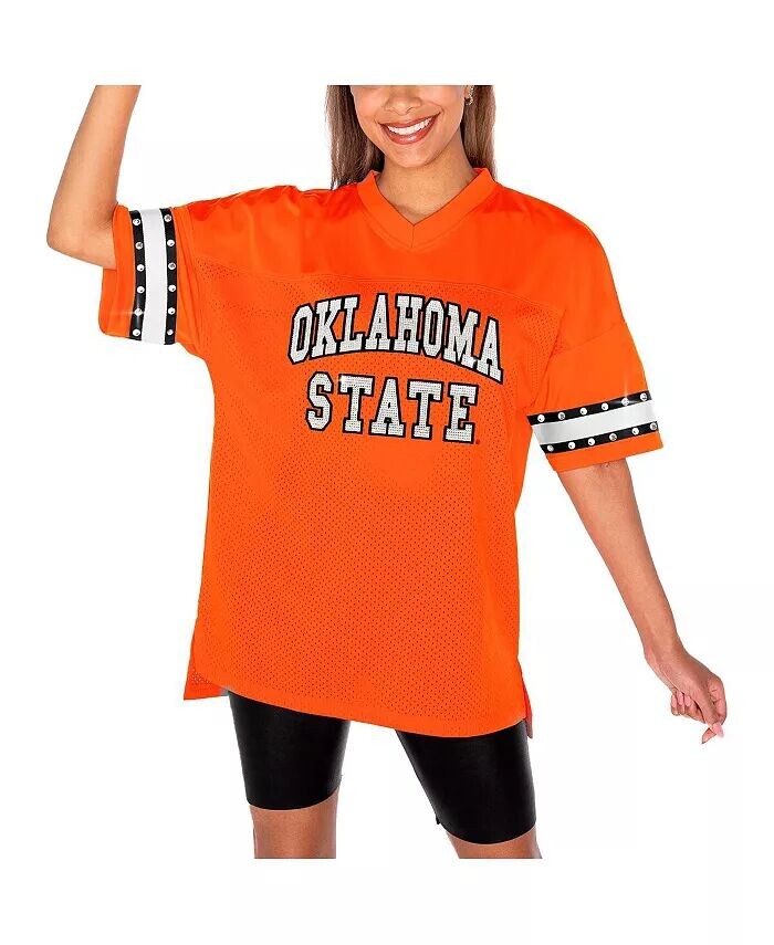 

Женская оранжевая футболка Oklahoma State Cowboys Until Kickoff со стразами Gameday Couture