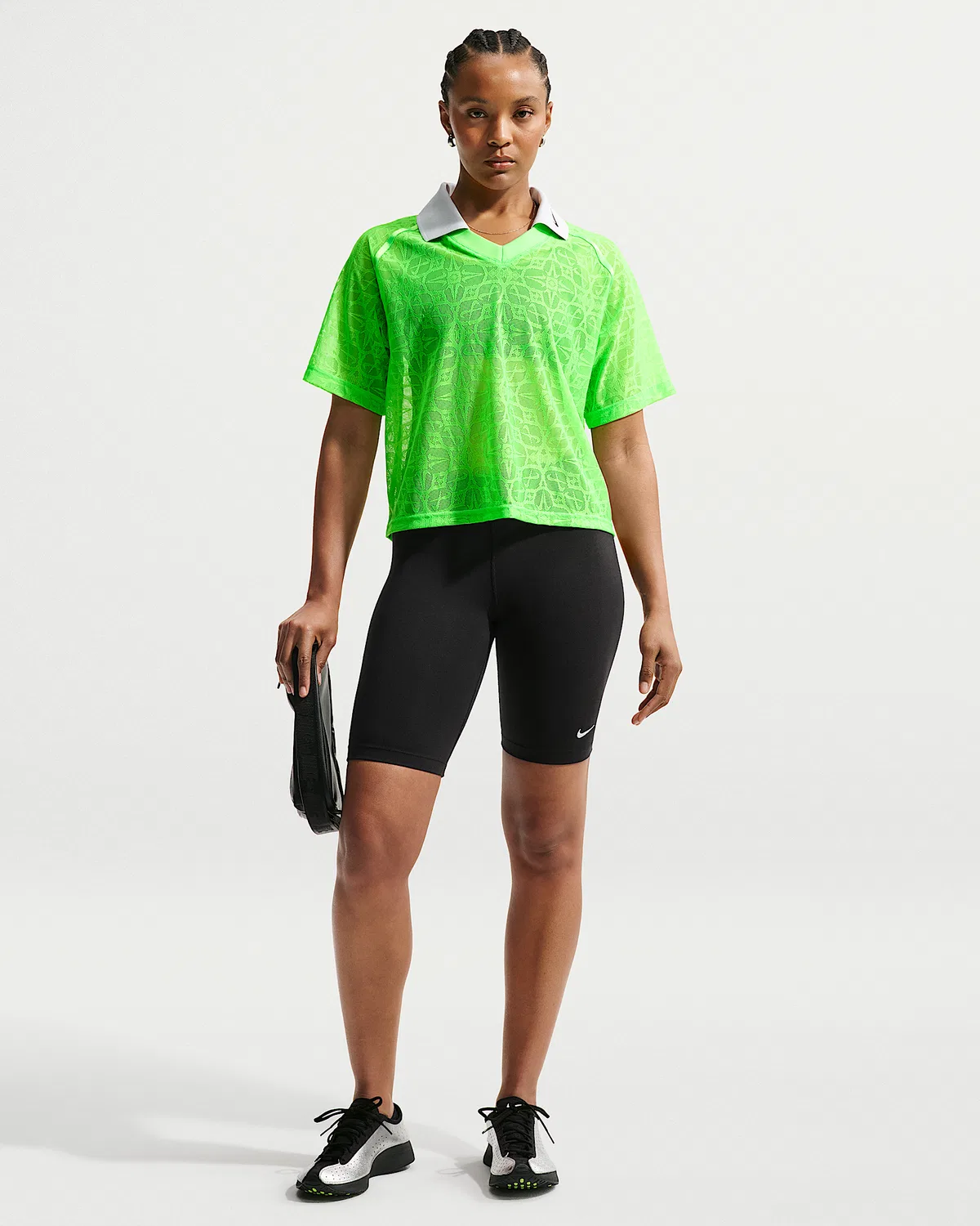 Женская свободная поло Nike Sportswear, Green Strike/Pure Platinum/Black/Black — фото 4