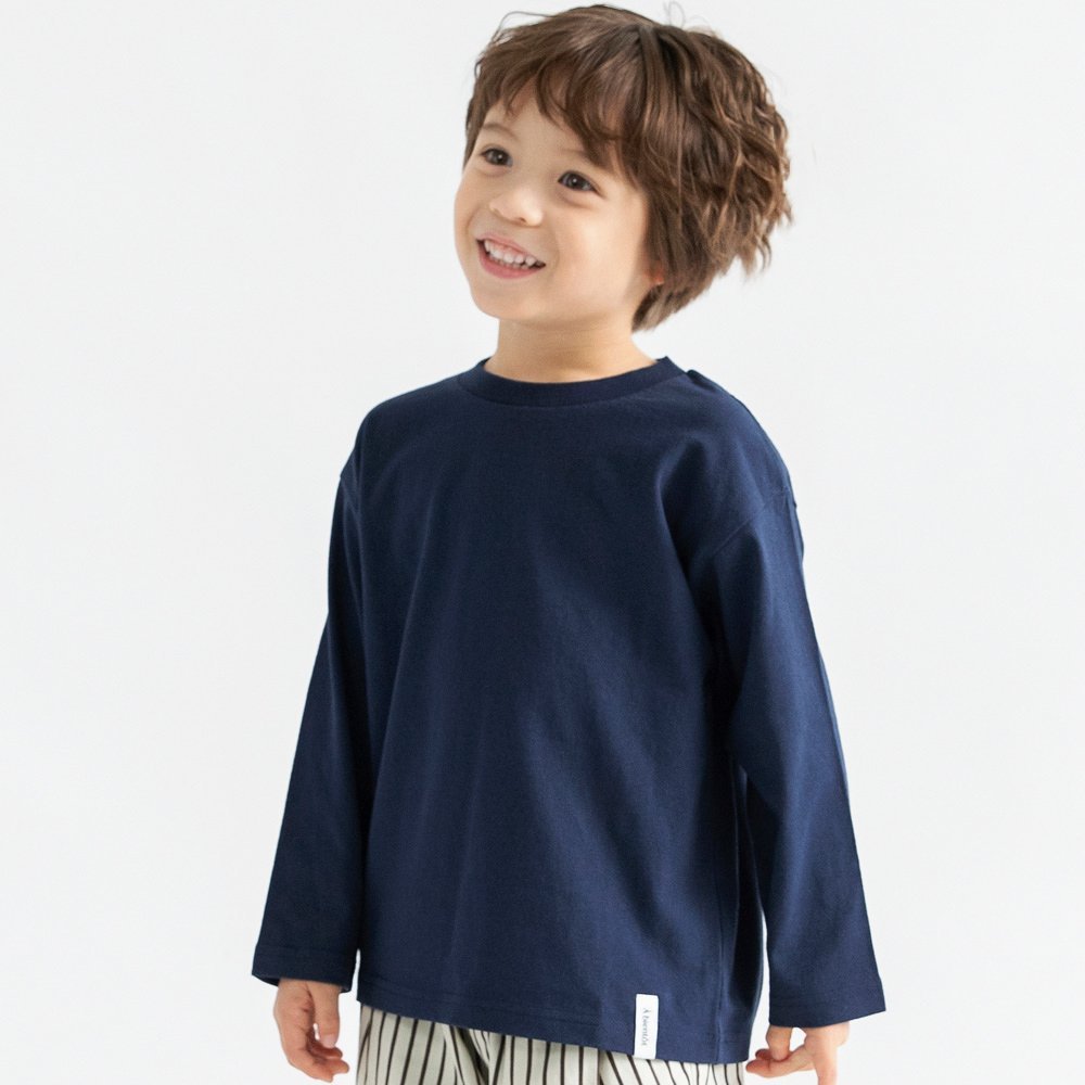 Однотонная футболка с длинными рукавами в полоску Branshes, 22_Navy Blue