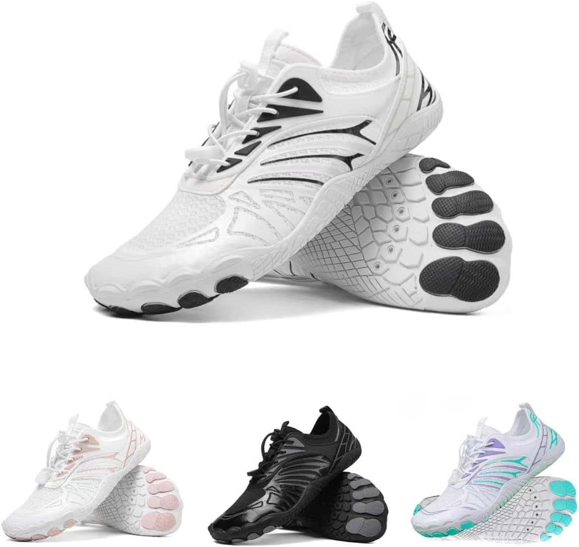 

Женские кроссовки для походов босиком, женские и мужские кроссовки для походов, дышащая и нескользящая спортивная обувь для трейлраннинга, для серфинга и ходьбы по воде, с широким носком Kaeril, белый/черный