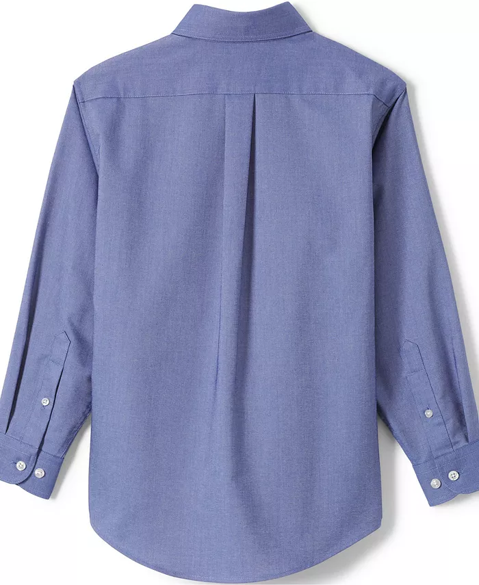 Рубашка для мальчиков старшего возраста с длинным рукавом Oxford Dress Shirt (однотонная) Lands' End, синий — фото 3
