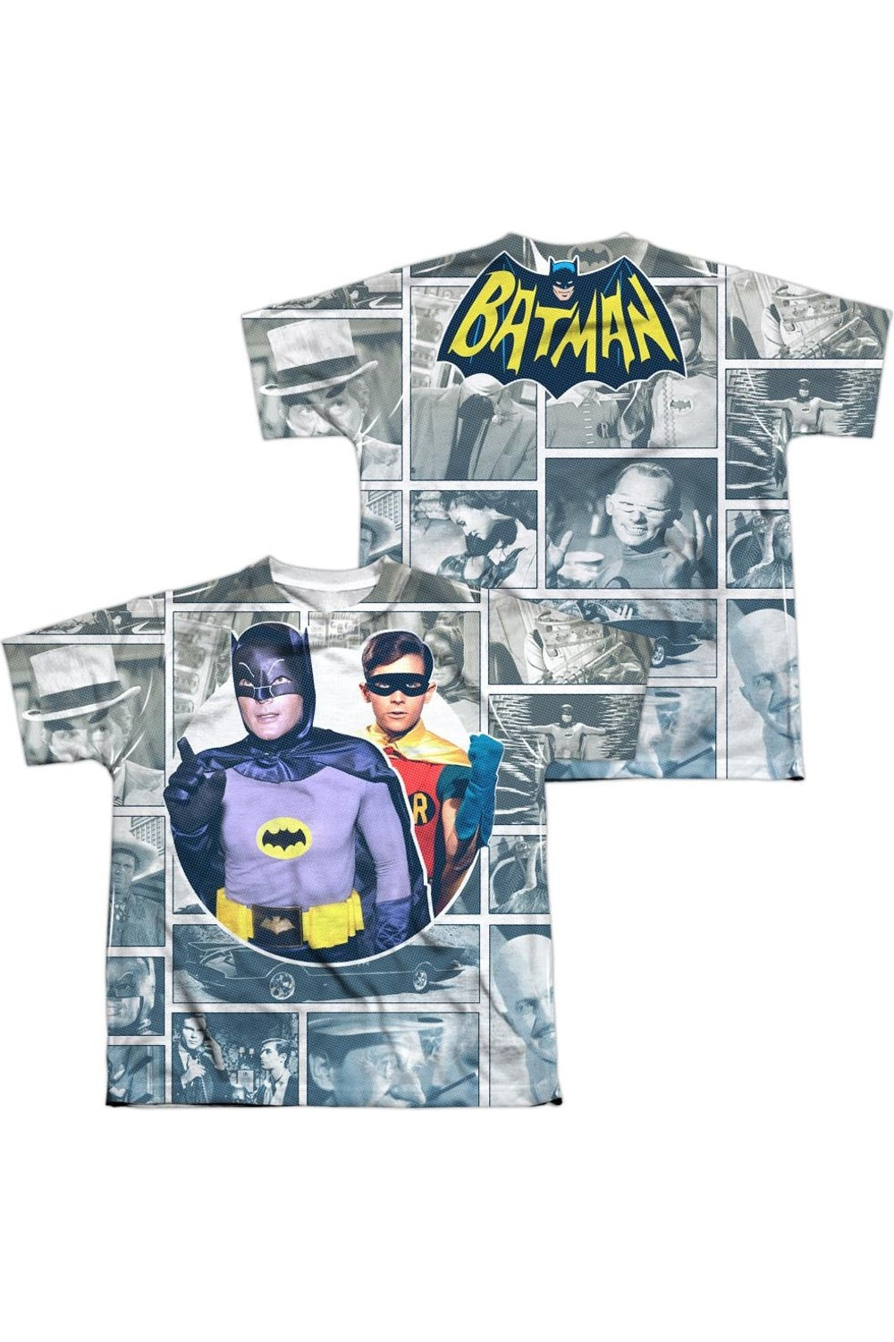 

Футболка с коротким рукавом для детей с принтом из классического сериала "Бэтмен" 60-х (печать спереди и сзади) Gildan, белый