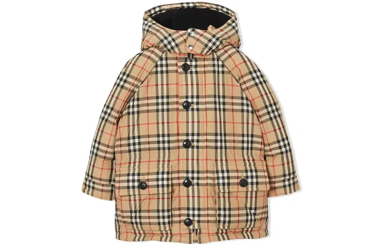 Детская утепленная куртка с капюшоном Moderate Burberry, Beige