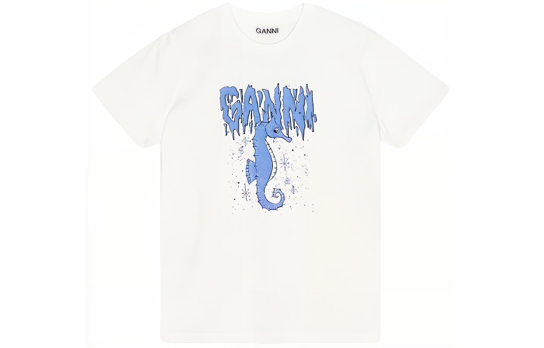 

GANNI Футболка SS24 женская ярко-белая, Белый, GANNI Футболка SS24 женская ярко-белая