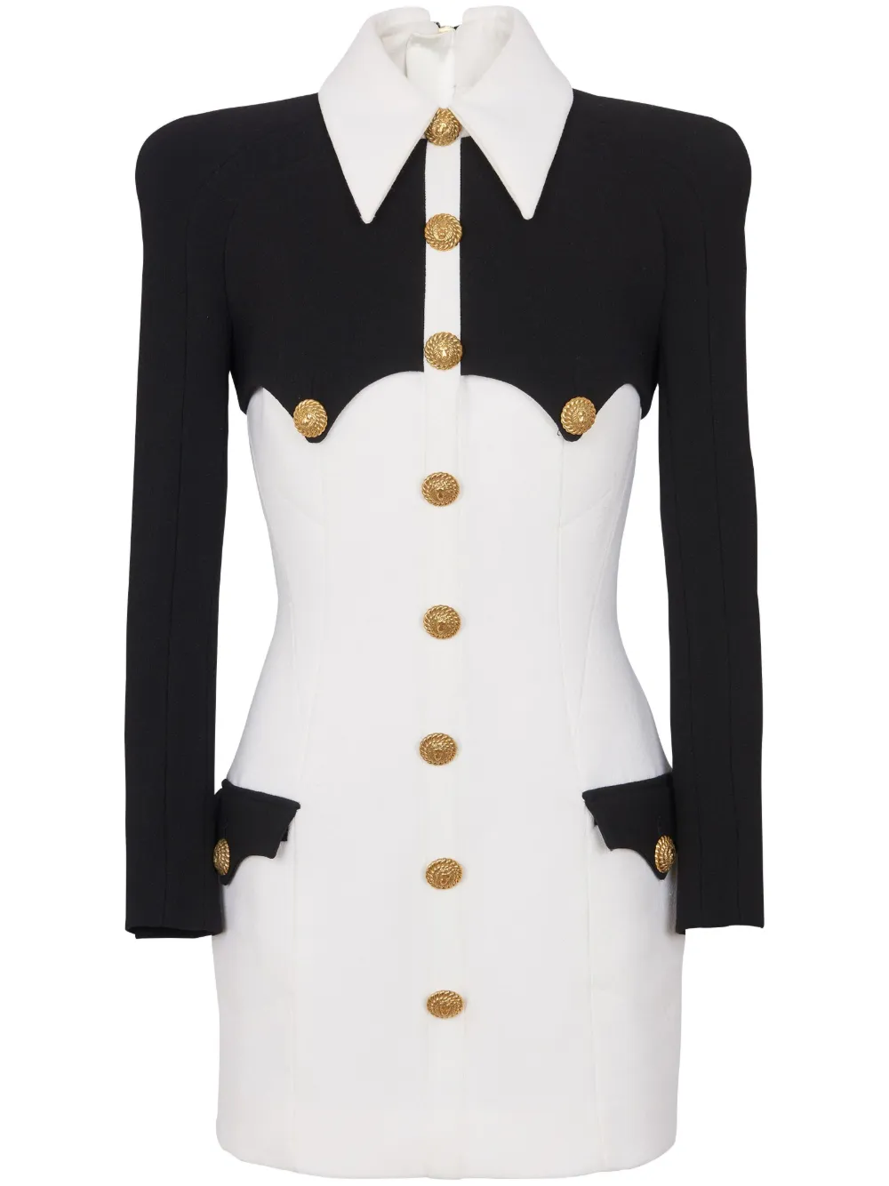 

Креповое платье мини на пуговицах Balmain, белый