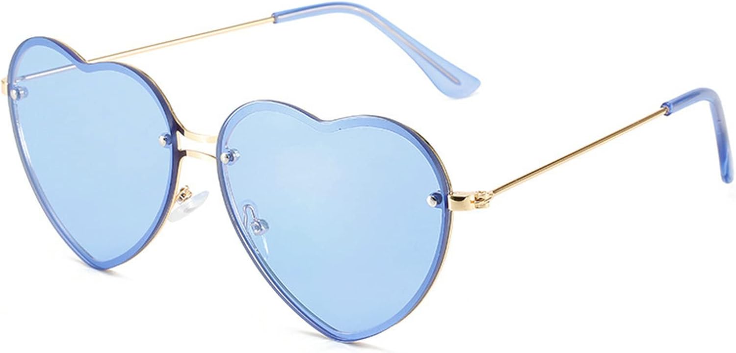 

Солнцезащитные очки COTIA в форме сердца для мужчин и женщин, без оправы, неправильной формы, для вечеринок, уникальные, металлические, для выпускного бала, Хэллоуина, разноцветные, Blue