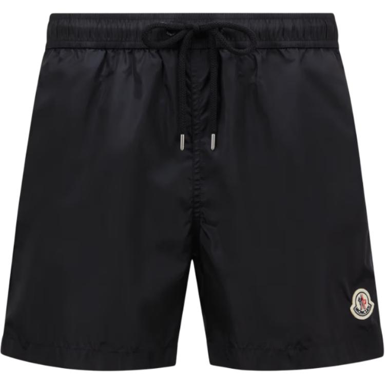 

Плавательные шорты Moncler с логотипом на заплатке и шнурком, тёмно-синие