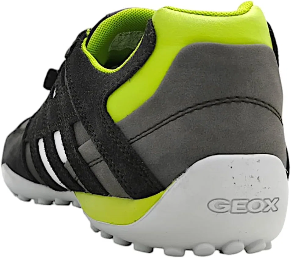 Мужские кроссовки Geox Uomo с рисунком змеиной кожи, Graphite Lime Green — фото 4