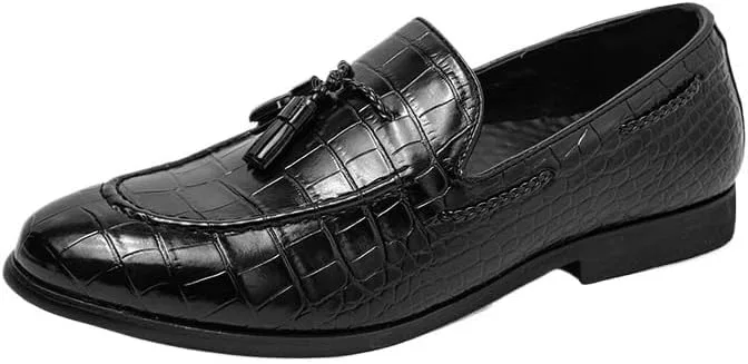 Мужские лоферы, кожа, Tassel Loafer Shoe, черный UOPYNE