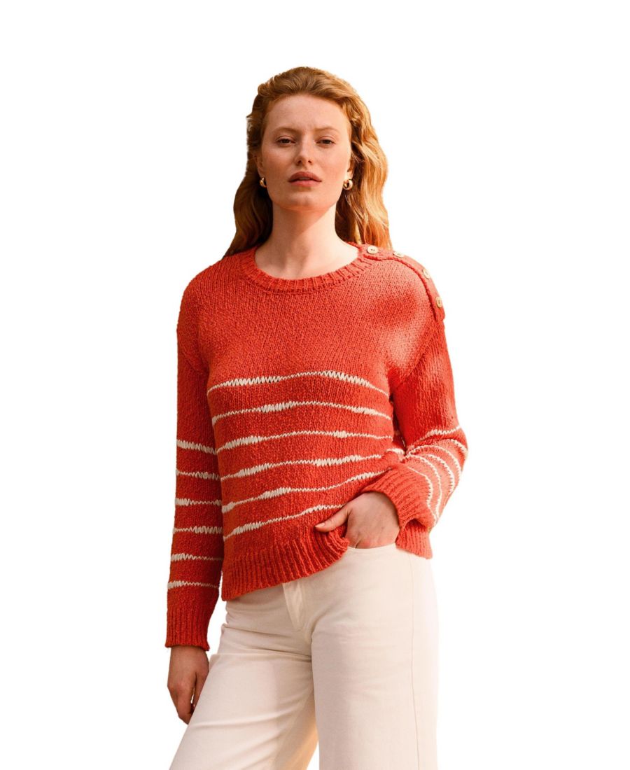 

Женский бретонский свитер с ажурной вязкой Celtic & Co, Burnt orange