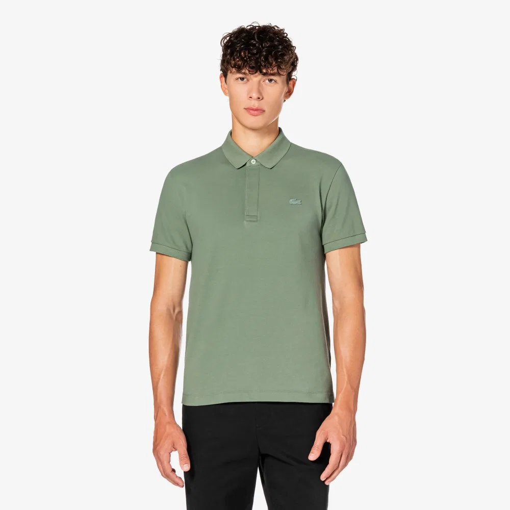 Футболка-поло Lacoste Paris мужская, с коротким рукавом, цвет мха