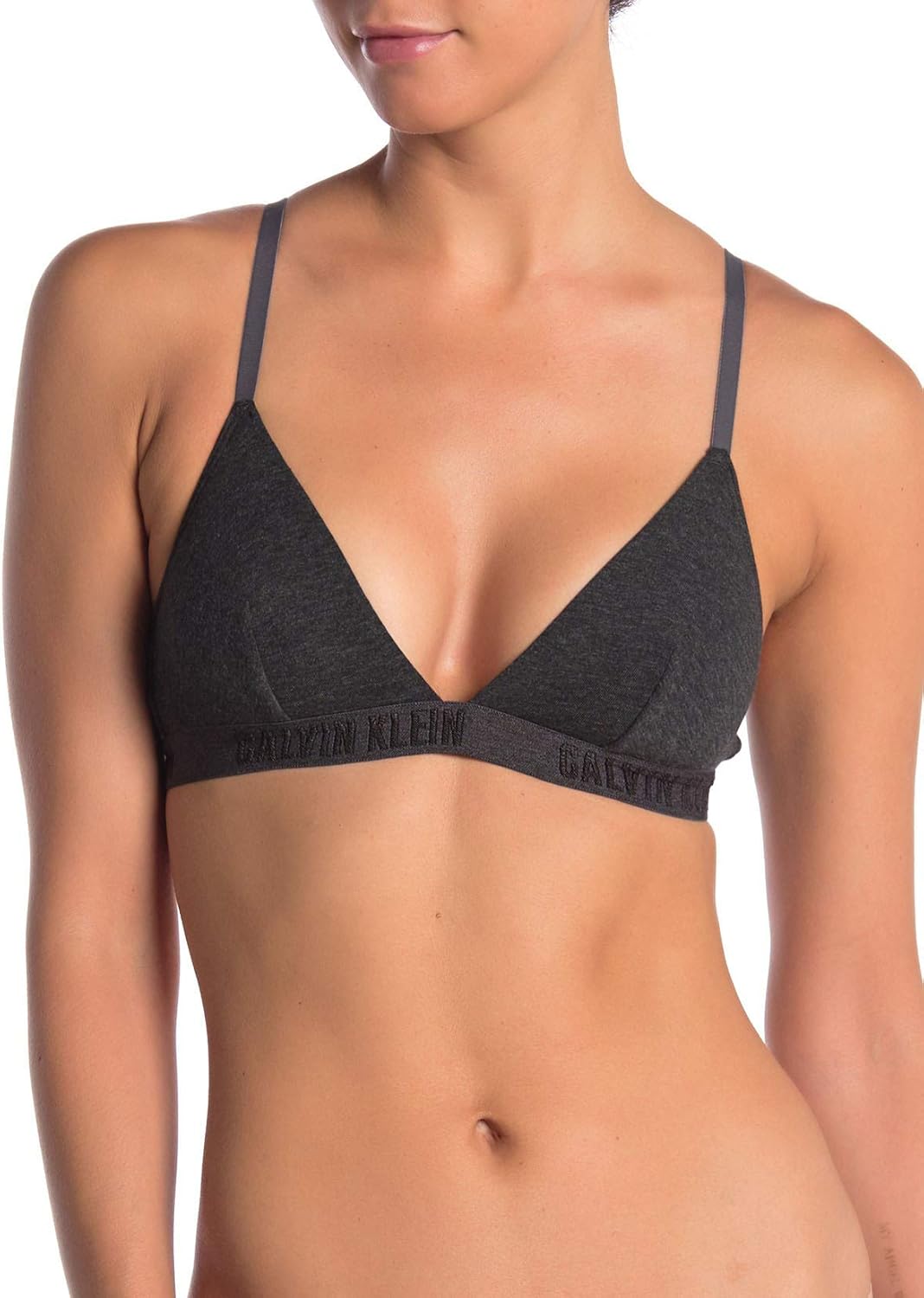 

Женский бюстгальтер-бралетт Calvin Klein с монохромным логотипом и треугольными чашечками, Charcoal Heather(Qp1470-038)