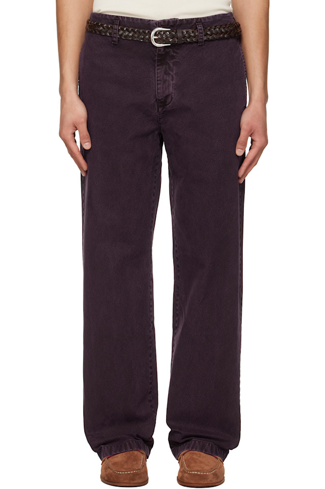 

Tonywack Прямые брюки из хлопка бордового цвета, окрашенные в готовом виде