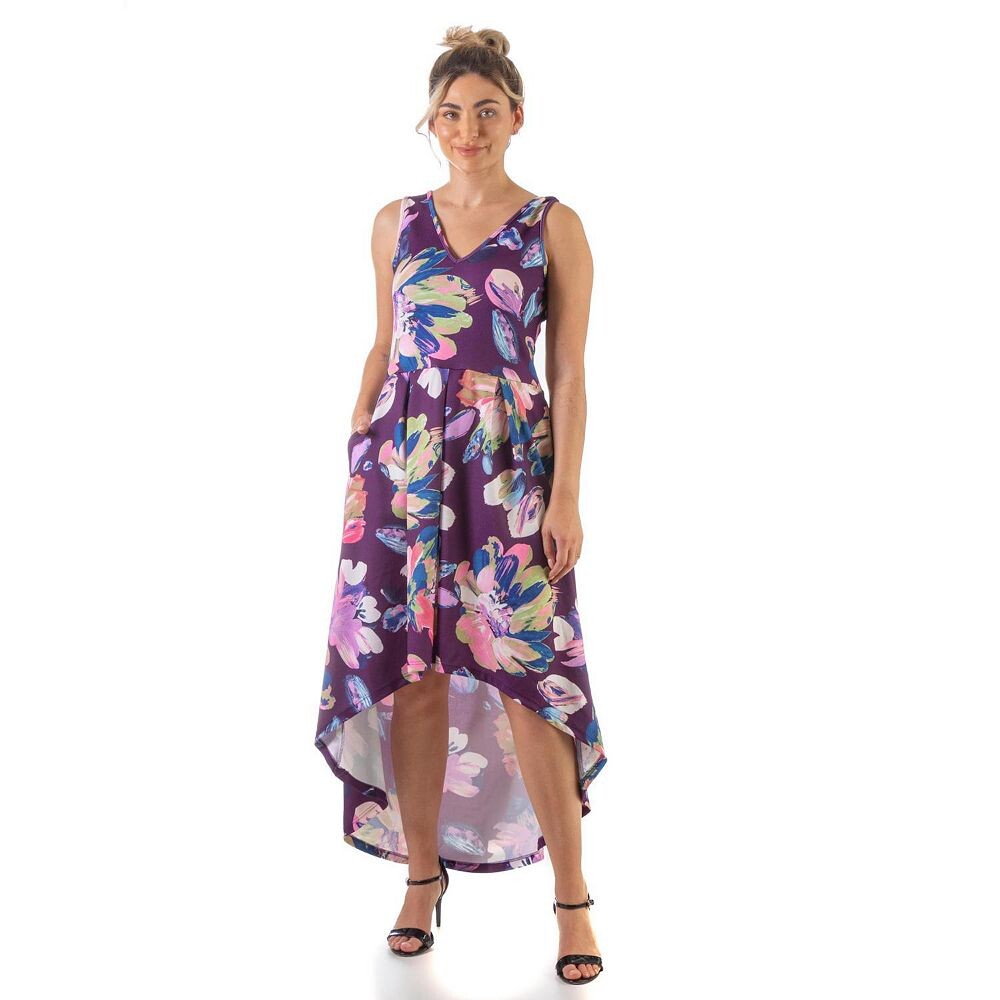 

Женское платье макси с цветочным принтом 24Seven Comfort Apparel, цвет Purple Pink Multi