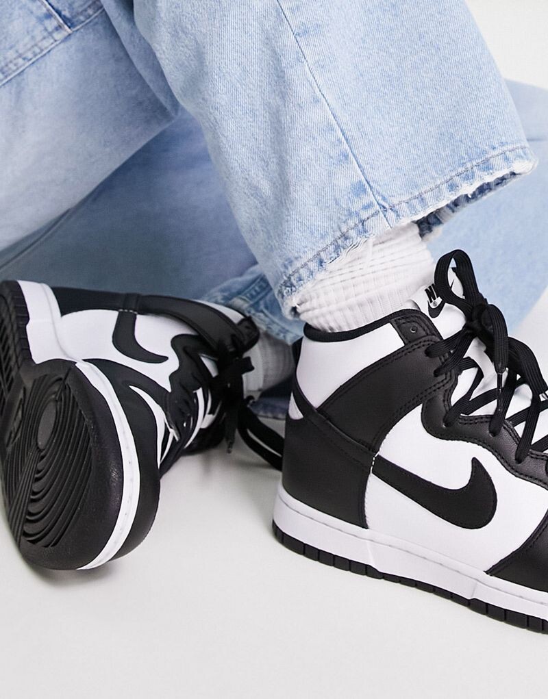 Nike - Dunk Hi Retro - Черно-белые высокие кеды — фото 3