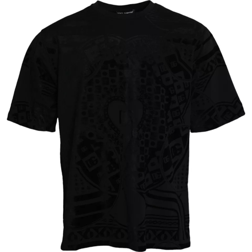 

Черная хлопковая футболка с круглым вырезом и коротким рукавом Dolce & Gabbana