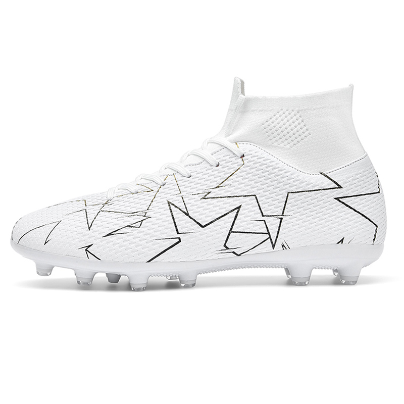 

BIANSULONG Унисекс футбольные бутсы хаки с высоким верхом и белой подошвой для искусственного покрытия, цвет White-Turf