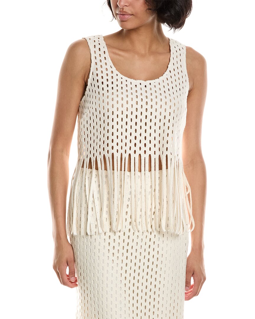 

BCBGMAXAZRIA Ажурный трикотажный топ, белый