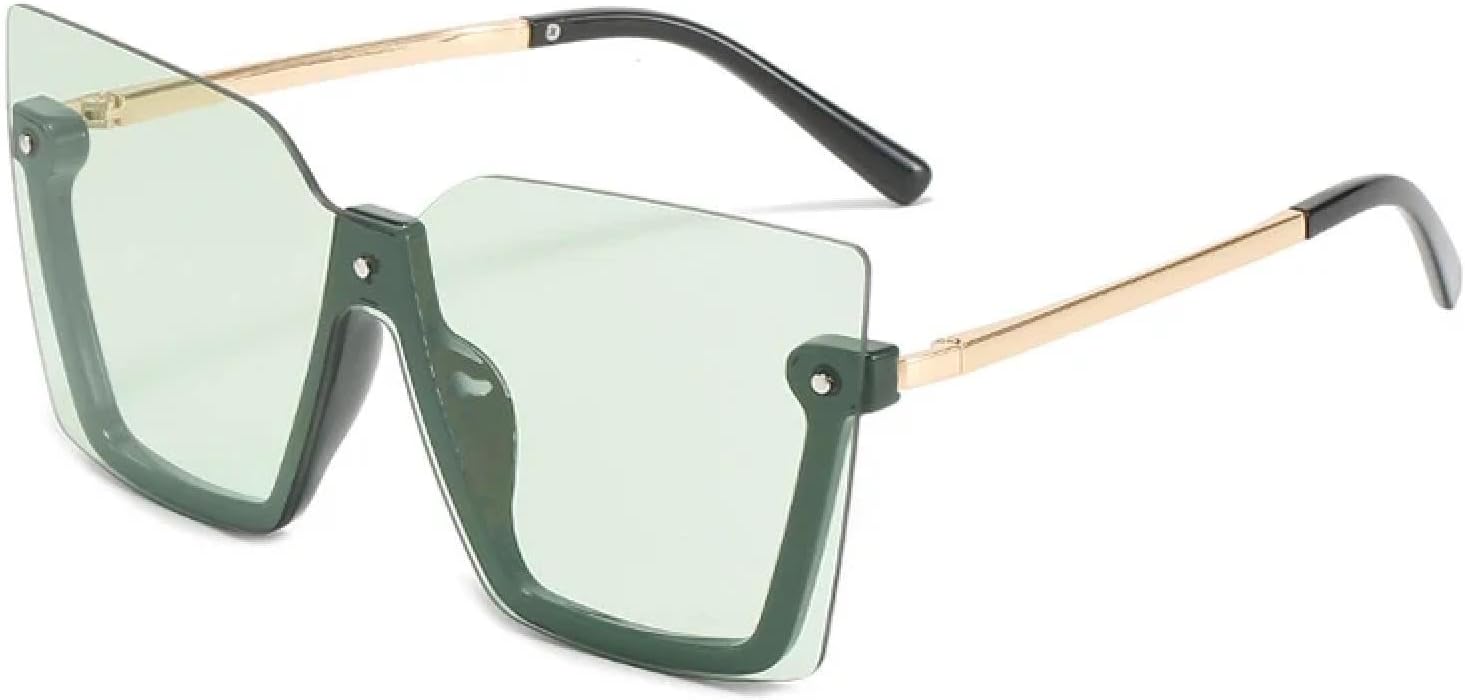 

Винтажные солнцезащитные очки в полуободковой оправе для женщин и мужчин, модные очки в крупной оправе для активного отдыха и вождения, защита от УФ-излучения UV400 TKKTLLT, Green Green