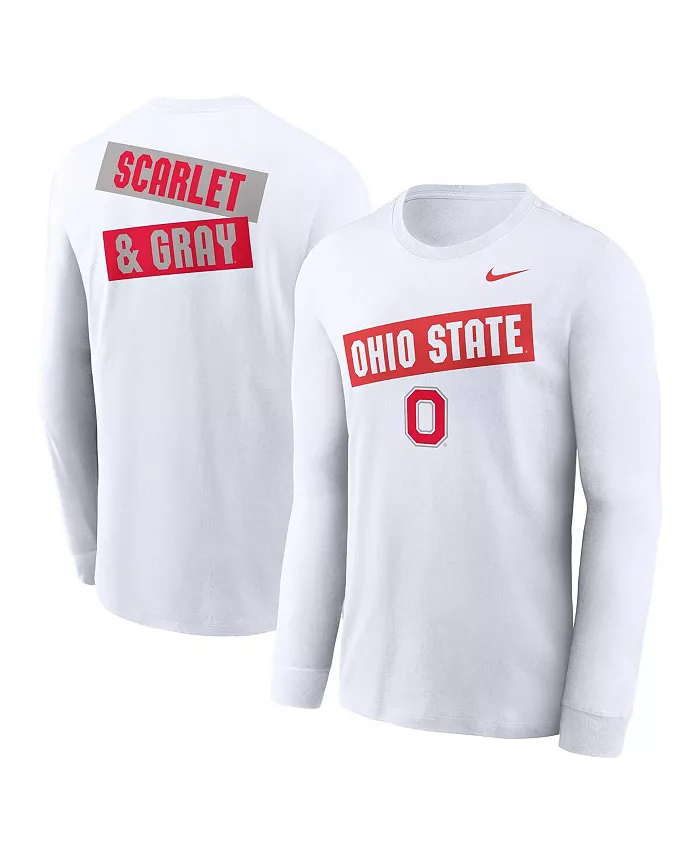 

Мужская белая футболка с длинным рукавом Ohio State Buckeyes Two-Hit Classic Location Nike