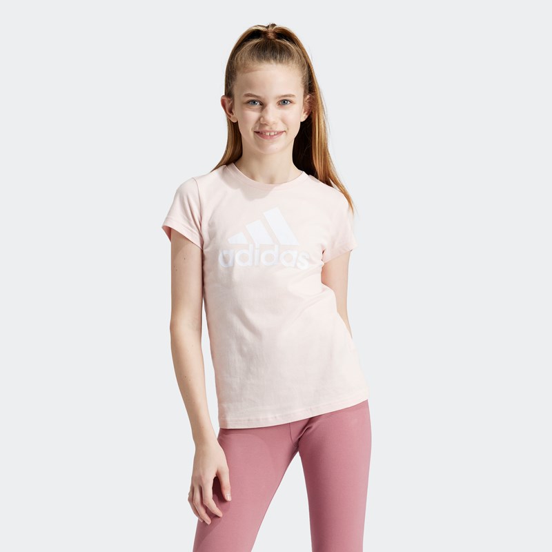 

Детская футболка Essentials из хлопка с большим логотипом Adidas, розовый