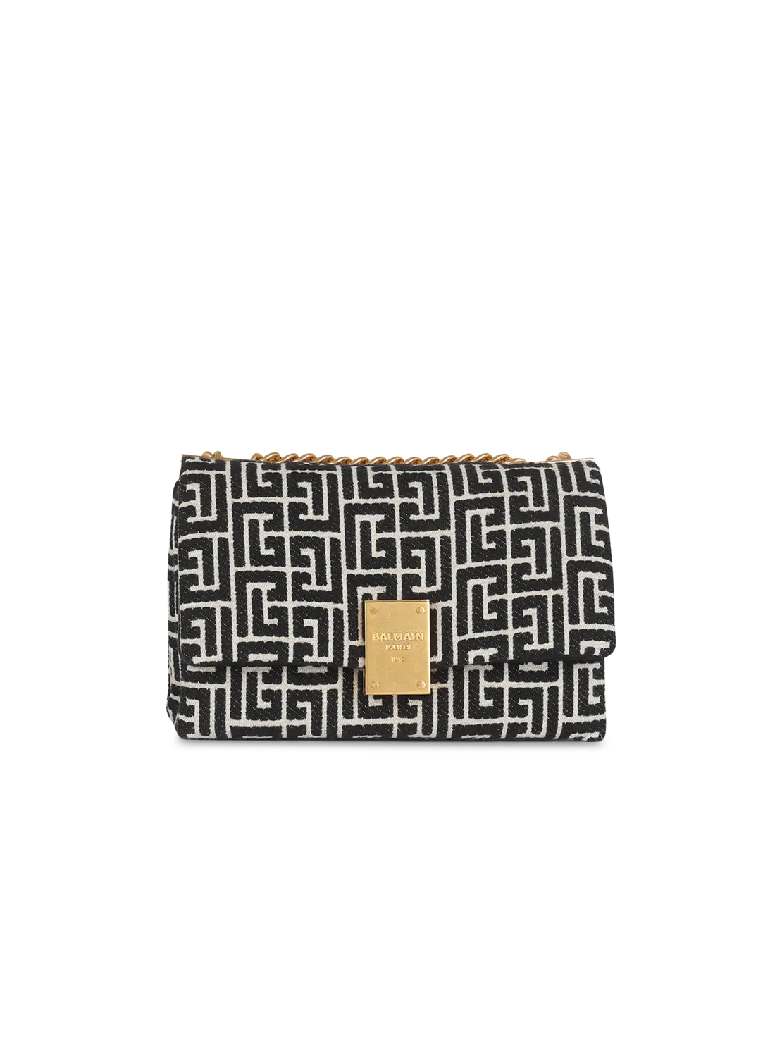 

Маленькая мягкая сумка 1945 из канвы с монограммой Balmain, черный