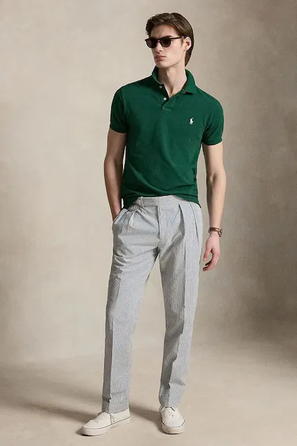 Поло мужское хлопковое Polo Ralph Lauren, зеленый — фото 3