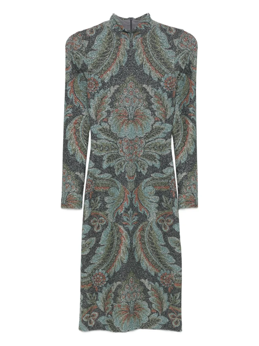 

Платье с цветочным принтом и высоким воротом ETRO, синий