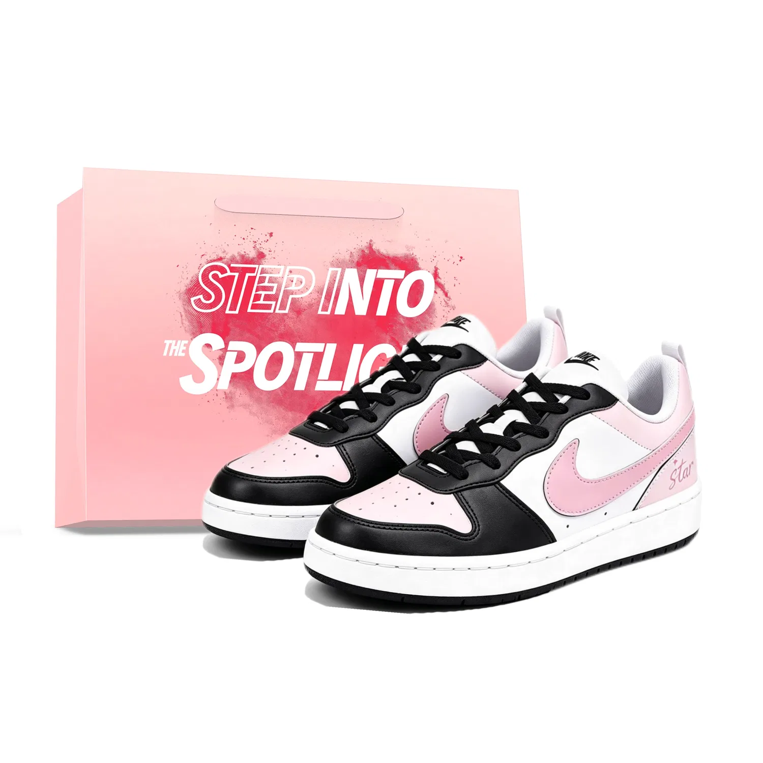 Кроссовки для скейтбординга Court Borough Abrasion Resistant Low top Kids' Skateboarding Shoes Black Pink Unisex Nike