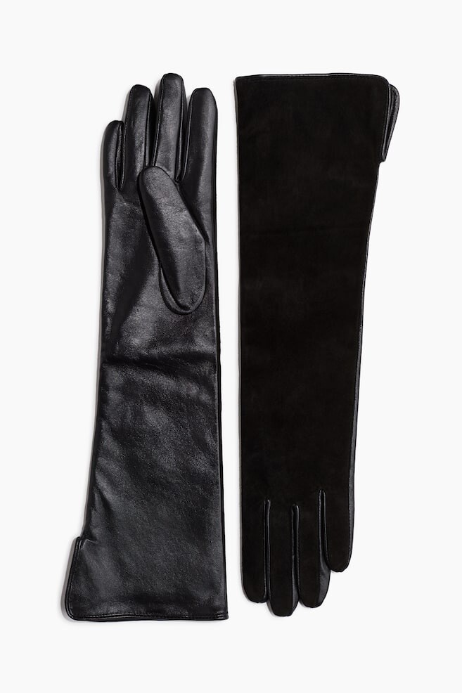 

Длинные кожаные перчатки H&M, черный