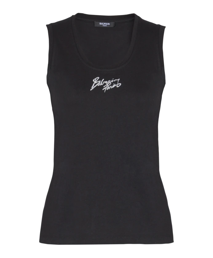 

Свободная майка с принтом в виде парижских мазков. Balmain, черный