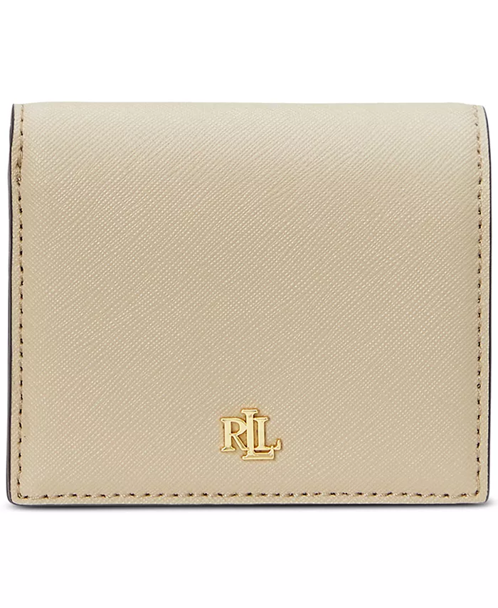 

Компактный кожаный кошелек Crosshatch Lauren Ralph Lauren, коричневый/бежевый