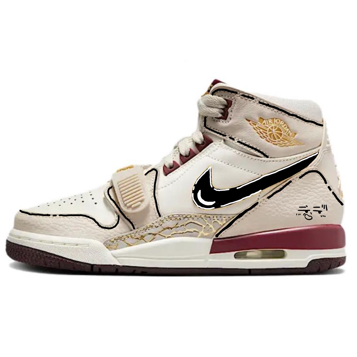 

Детские баскетбольные кроссовки Legacy 312 с противоскользящим износостойким верхом и высоким голенищем для подростков Jordan, бежевый