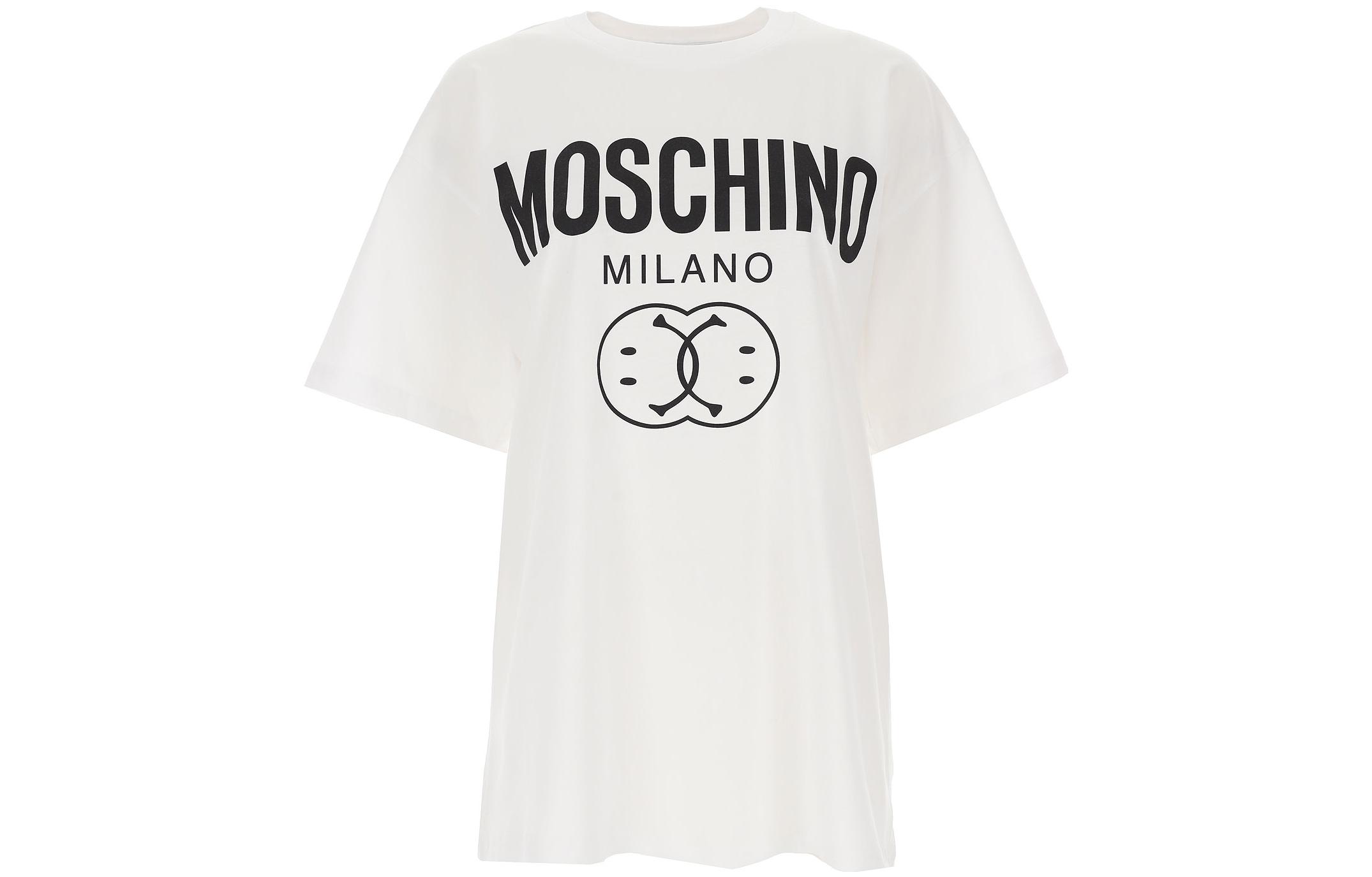 

Moschino Женская белая футболка с круглым вырезом, умеренно прямой крой, Белый, Moschino Женская белая футболка с круглым вырезом, умеренно прямой крой