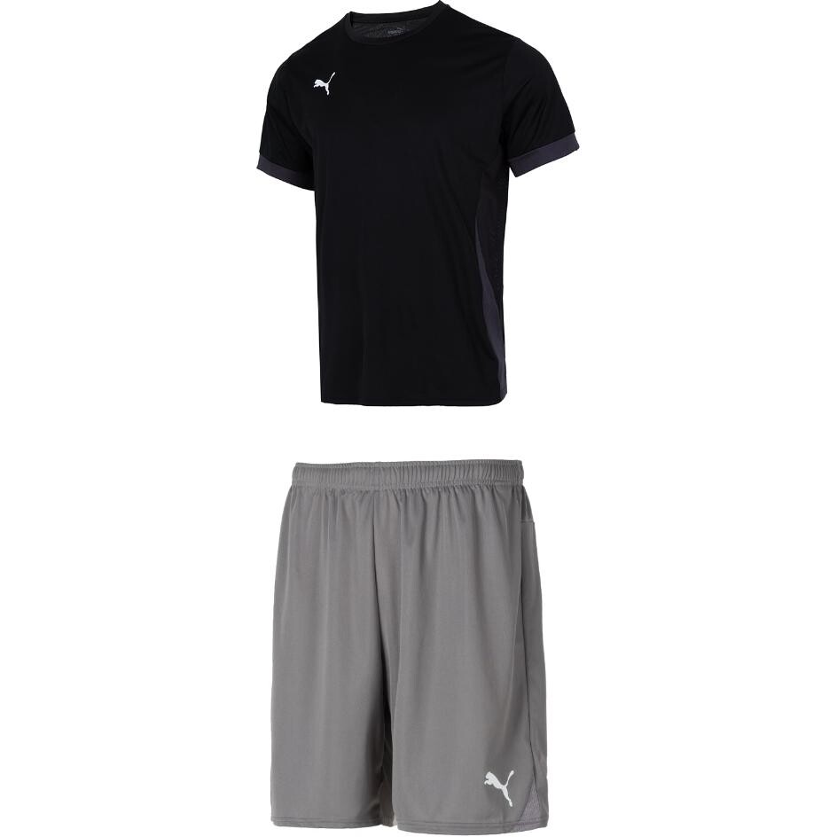 

Повседневный спортивный мужской комплект: черный топ + серые шорты Puma, черный