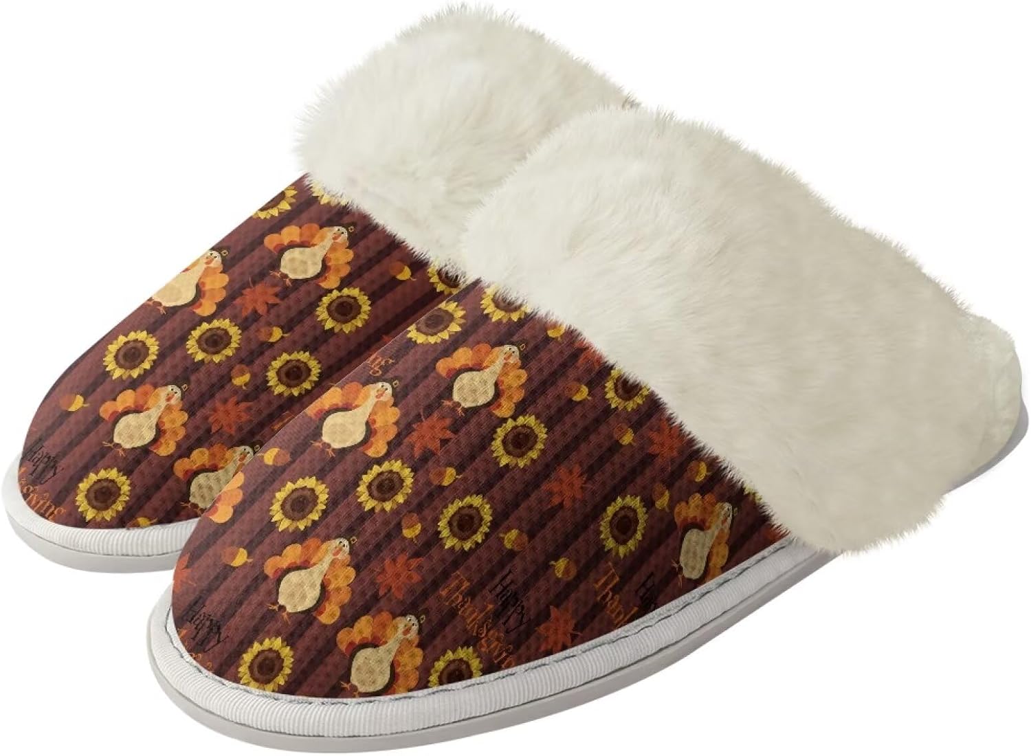 

Домашние тапочки для женщин и мужчин с тематикой Дня благодарения, мягкие, уютные, легкие, для спальни Zhangruoheng, Thanksgiving Turkey Sunflower