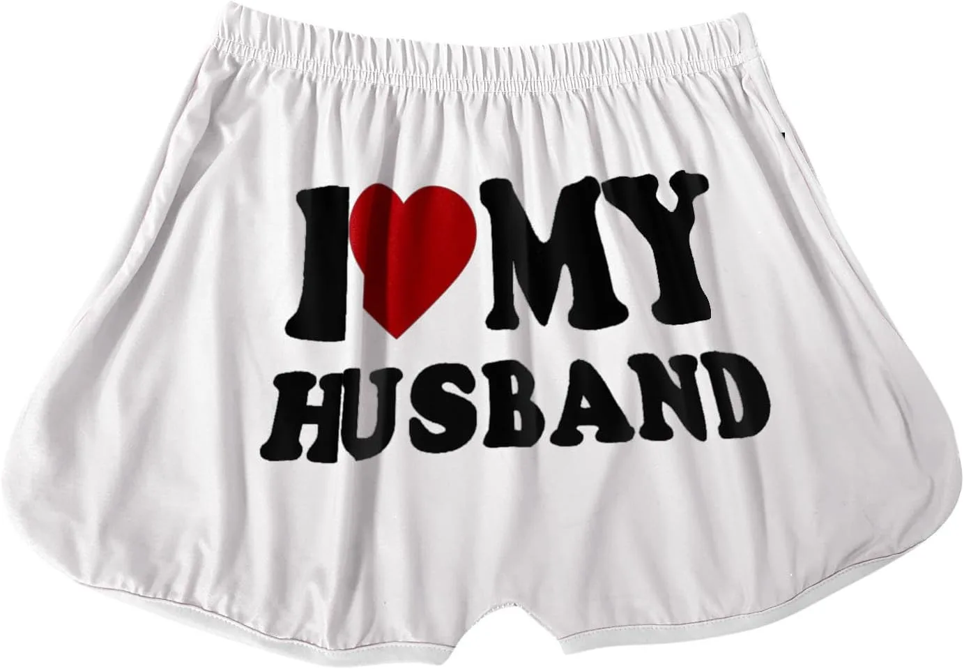 Женские шорты Funny Graphic I Love My Husband с дельфиньим подолом и эластичной талией — фото 4