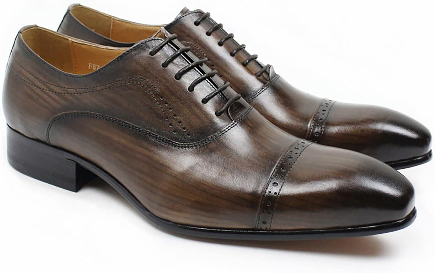 

Мужские кожаные дерби с перфорацией Wingtip, свадебные, формальные, шнурованные оксфорды с заостренным носком, винтажные туфли, коричневые, размер 44 Generic