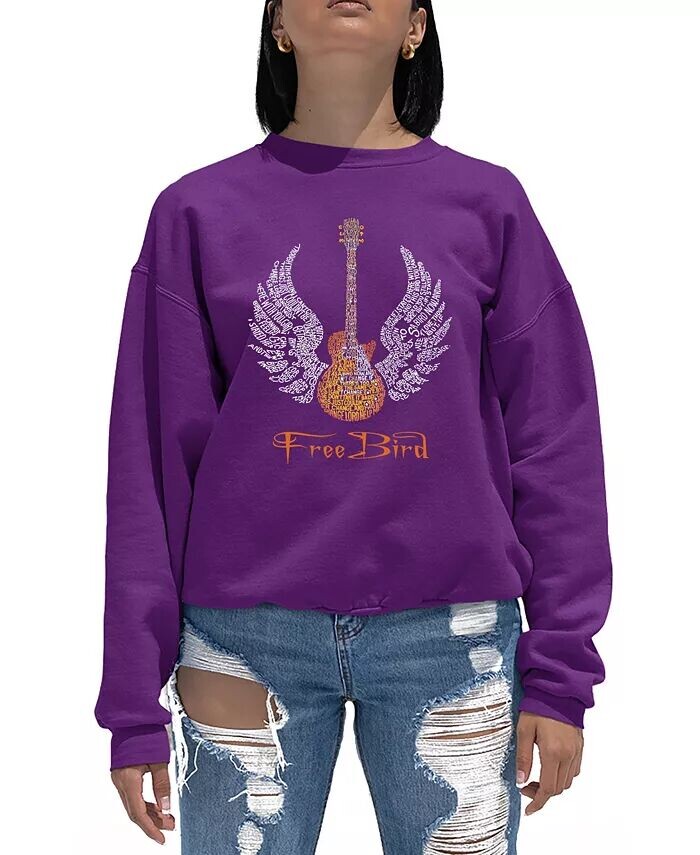 

Женская толстовка Word Art Crewneck Lyrics To Freebird LA Pop Art, фиолетовый