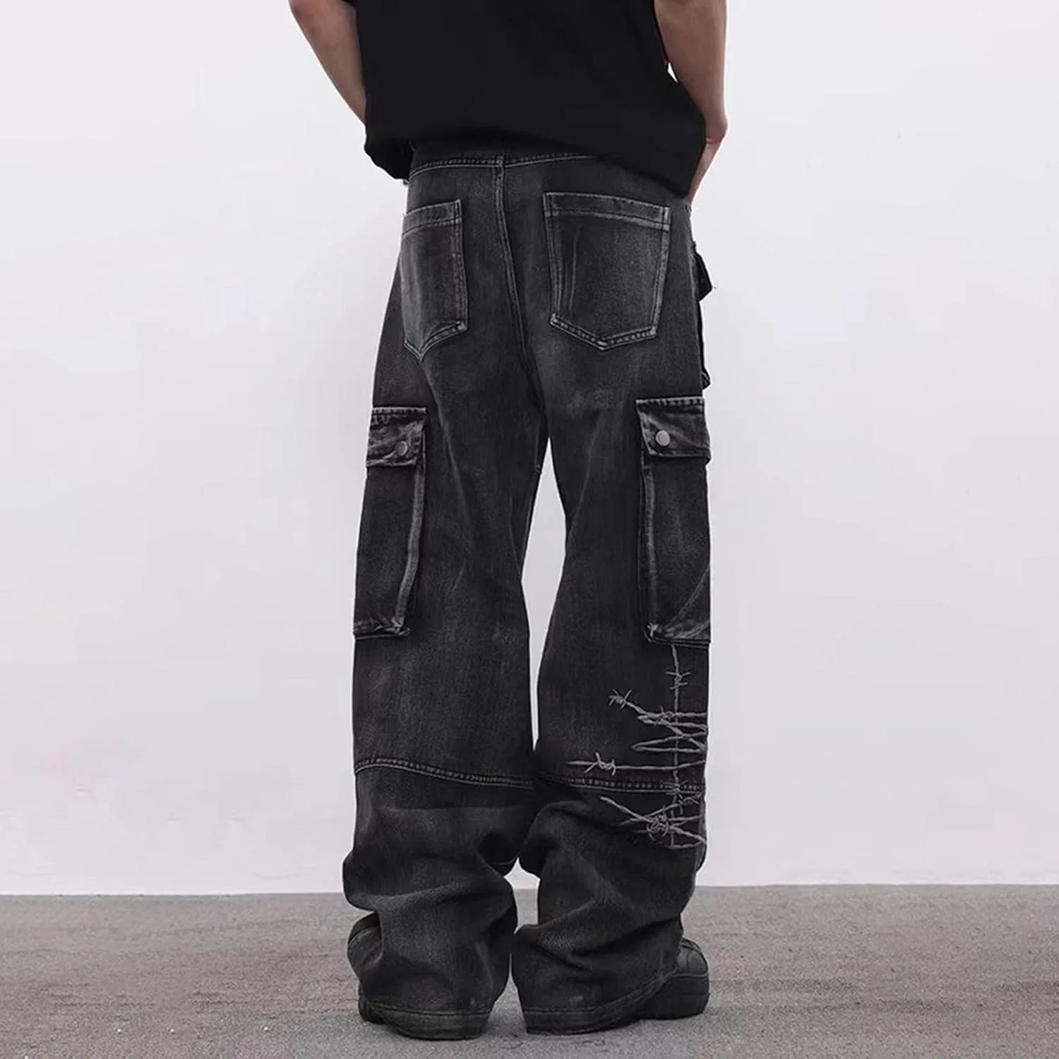 Джинсы свободные Baggy Cargo, Black — фото 2
