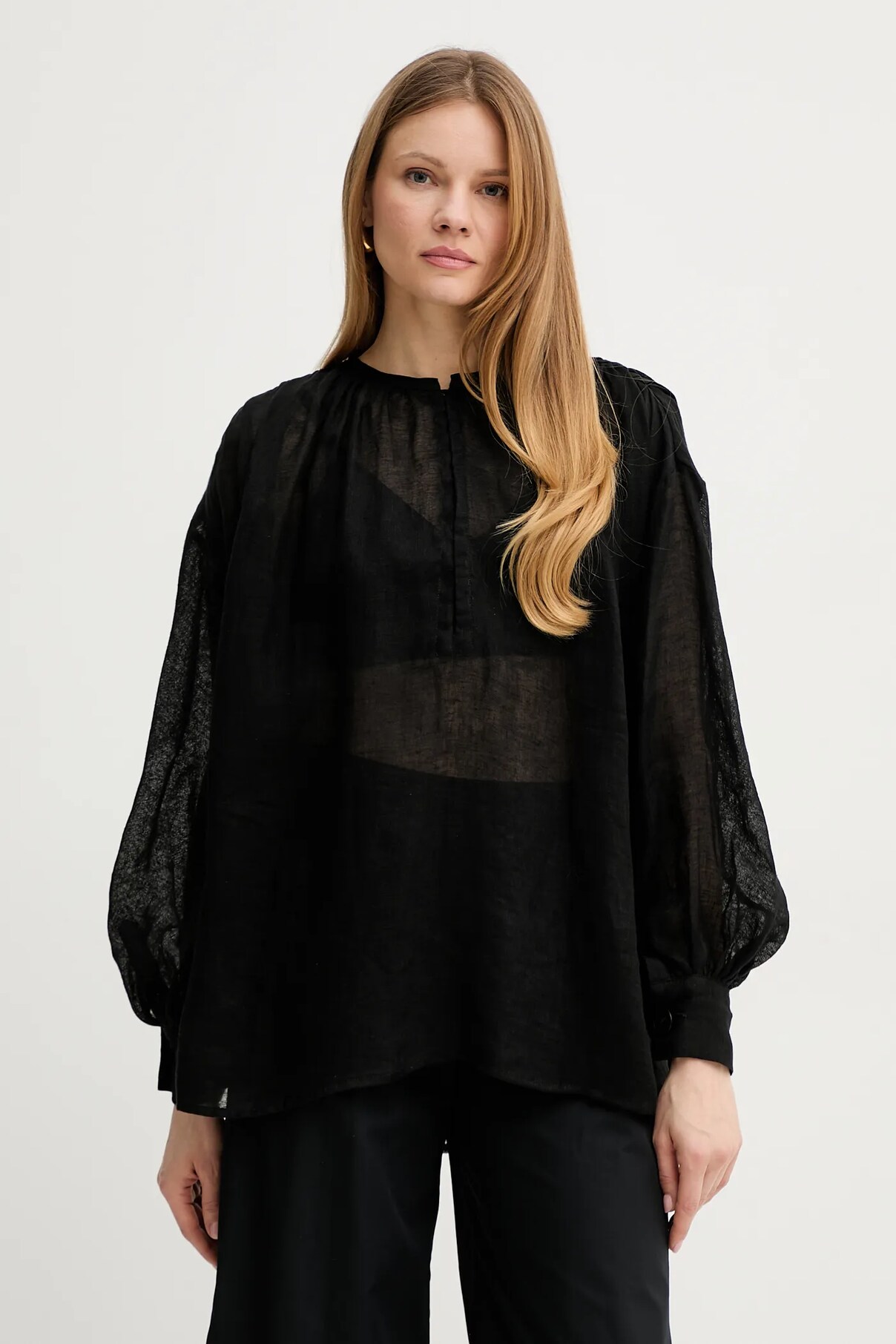 

Льняная блузка Luisa Spagnoli, черный