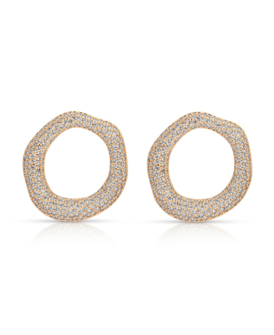 

Серьги с открытым кругом и инкрустацией паве ETTIKA, Gold